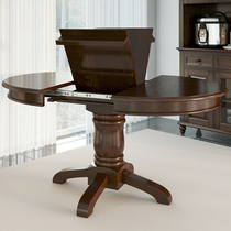 American round table full solid wood retractable folding home 4-8 people dining table Round table Multi-functional dining table