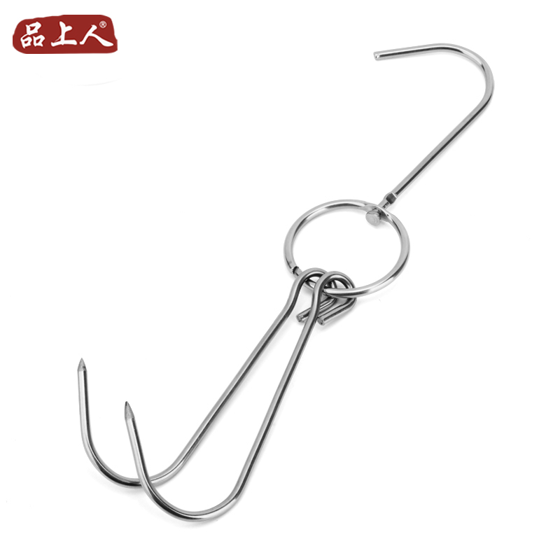 Stainless steel with ring double hook kitchen hook Roast Meat Crochet Meat Hook Fishing Hook Barbecue Grill Hook Barbecue Duck Hook