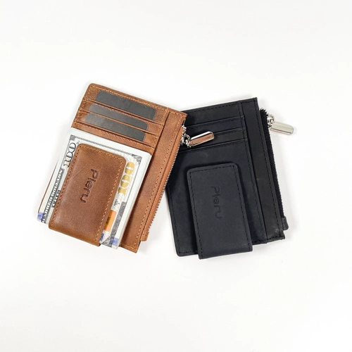 Антимагнитный портативный ретро картхолдер, кожаный кошелек с молнией, анти-кража