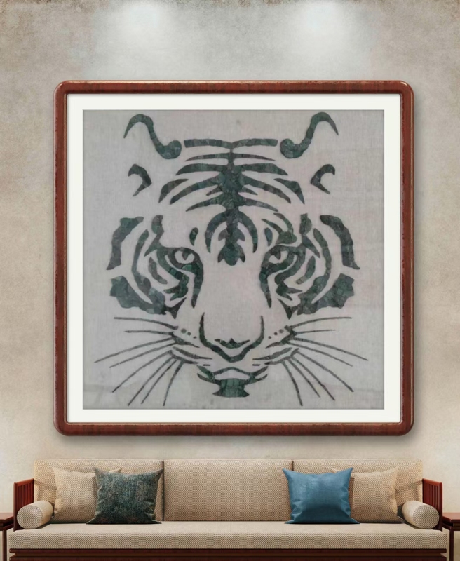 Bronze Coin Painting [Tiger Head] Ancient Coin Adhesive Painting Base Fabric Home Office Hanging Decoration Handicraft Decorative Painting
