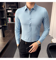 Autumn mens long sleeve shirt Korean slim trend hair stylist shirt handsome thin casual long sleeve inch shirt
