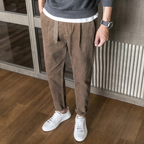 Spring and autumn corduroy casual Korean version of British style slim foot trousers trousers mens trend pants mens suit pants