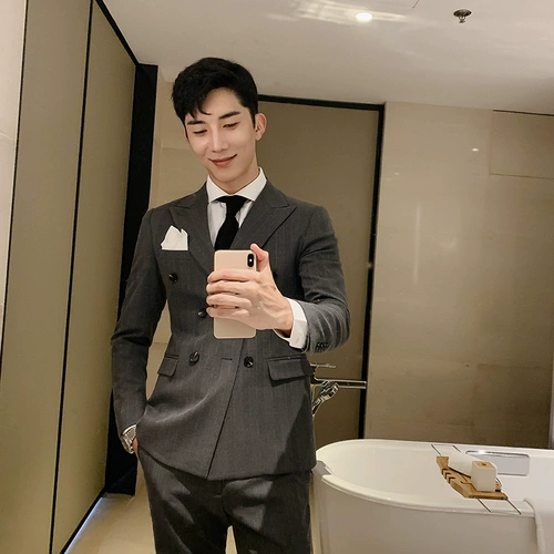 Комплект, классический костюм для отдыха, пиджак классического кроя, в британском стиле, облегающий крой