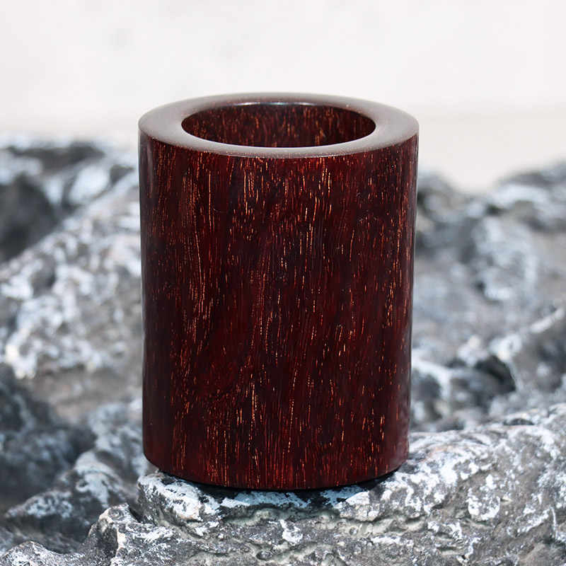 筆筒 (唐木紅木紫檀透かし彫り筆筒)