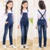 Bộ đồ yếm cho bé gái 2018 mùa xuân mới phiên bản Hàn Quốc 6-13 tuổi Cậu bé denim hai mảnh yếm trẻ em