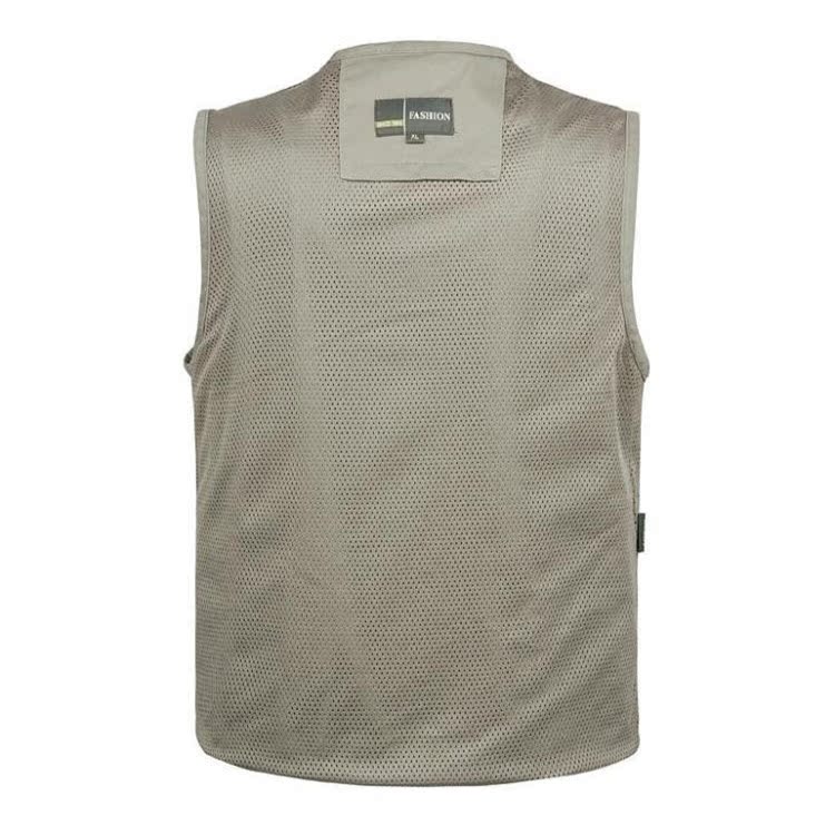 Mùa xuân và mùa thu vest vải cotton giặt nhiều túi trung niên ngoài trời chụp ảnh giải trí câu cá vest vest vest nam áo khoác giả vest nam hàn quốc