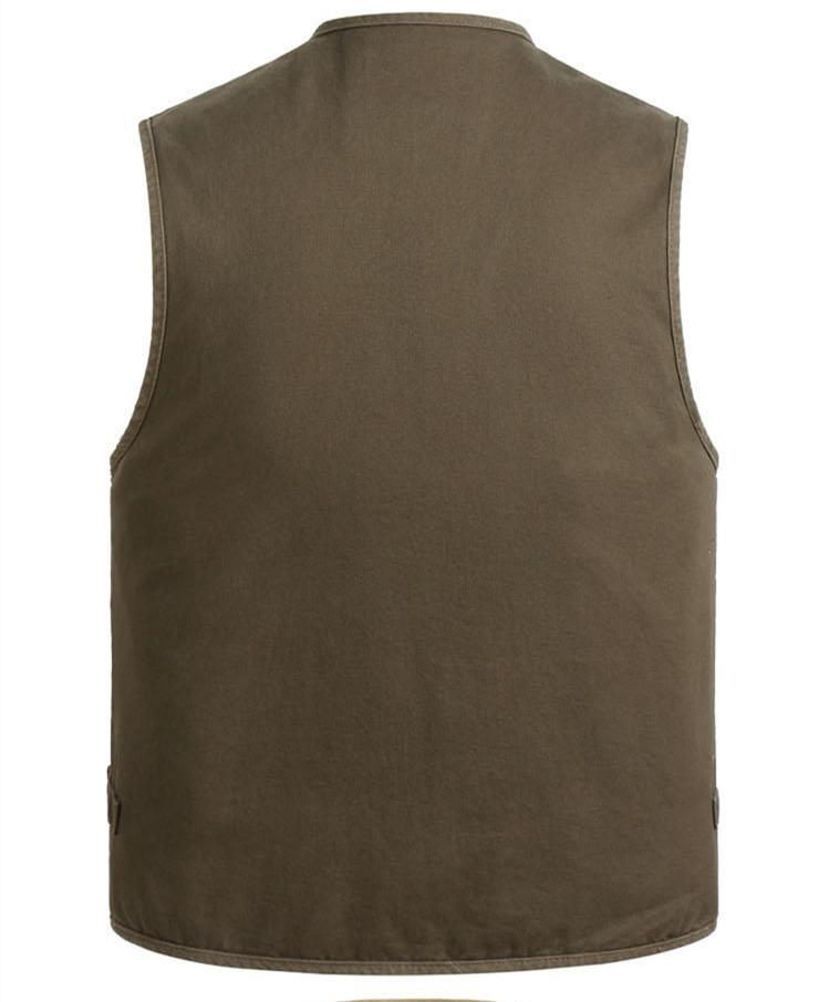 Ngoài trời chụp ảnh giải trí vest cotton vải phóng viên trung niên vest vai câu cá nhiều túi kích thước lớn vest lỏng áo 3 lỗ tập gym