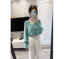 Super-value foreign single factory goods double-layer pure silk V-neck long sleeve shirt jacket 21 years spring and summer