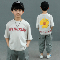 Childrens clothing boys summer suit 2021 new foreign style Korean version of Zhongda children summer boy handsome short sleeve tide
