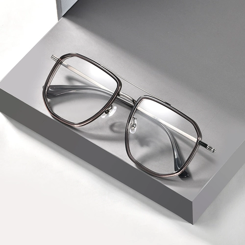 Ретро двойной лучевой балки чистые титановые очки рамки мужская ультра -светлая большая лицевая полка титановая полка большая карка