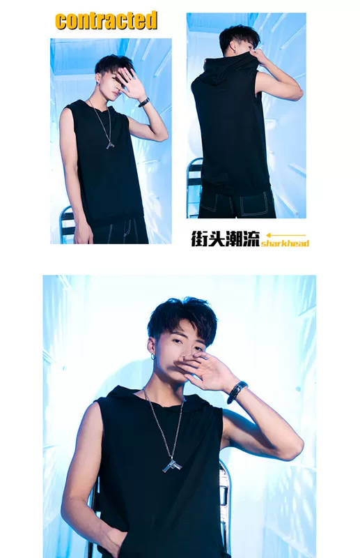 Thanh niên vest nam thương hiệu in cotton xu hướng cá tính sinh viên lỏng lẻo tay ngắn tay nam vest áo thun - Áo vest cotton áo ba lỗ tanktop nam
