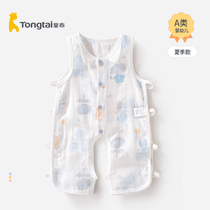 Tong Tai new baby jumpsuit summer cotton sleeveless pipa clothes for men and women baby thin cross climbing suit