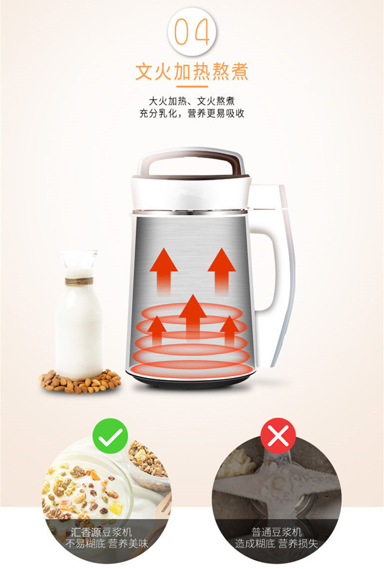 máy làm sữa đậu nành Huixiangyuan tự động làm nóng bằng thép không gỉ sữa đậu nành máy dán gạo máy chính hãng đa chức năng lọc nước gia đình miễn phí - Sữa đậu nành Maker máy xay đậu nành inox