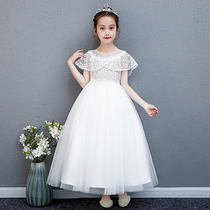 Childrens dress Princess dress girl puffy gauze flower girl wedding dress girl show host piano costume