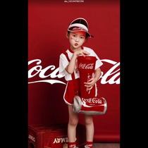 Childrens photography props red cola bag creative shoulder bag photo studio photo English alphabet sun hat baby photo