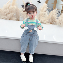 Baby girl with pants spring and autumn 2021 New wear children Foreign style Korean denim trousers girls autumn pants