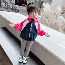 Girl hooded coat 2021 new spring and autumn children Foreign style Net red short coat female baby Autumn jacket