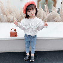 Female childrens clothing 2021 New Tide spring and autumn childrens foreign style autumn two-piece childrens clothes Korean version of female baby set