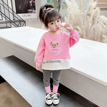 Female treasure Net red Leisure set 2021 new spring and autumn childrens clothing foreign style childrens fashionable girls autumn two sets
