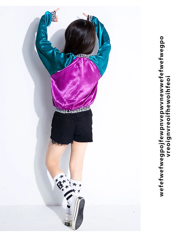 Cô gái JAZZ Phiên bản tiếng Hàn của áo khoác cô gái Ngày tết trẻ em Trang phục nhạc jazz nữ đường phố trang phục khiêu vũ quần áo mùa thu bộ noel cho bé