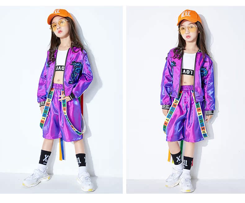 Trẻ em nhảy đường phố phù hợp với cô gái hip hop hiphop mùa hè em bé trang phục catwalk trẻ em trang phục khiêu vũ jazz trang phục biểu diễn