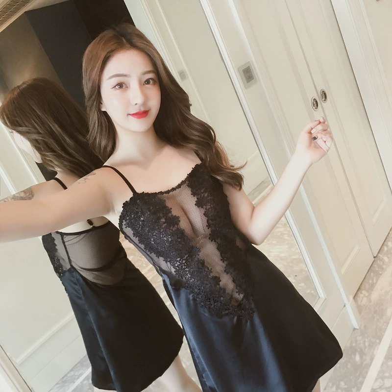 Người đàn ông dài đêm Đồ lót sexy mới ren tan trong nước Váy ngủ lụa siêu thoải mái Đồ mặc nhà - Đêm đầm