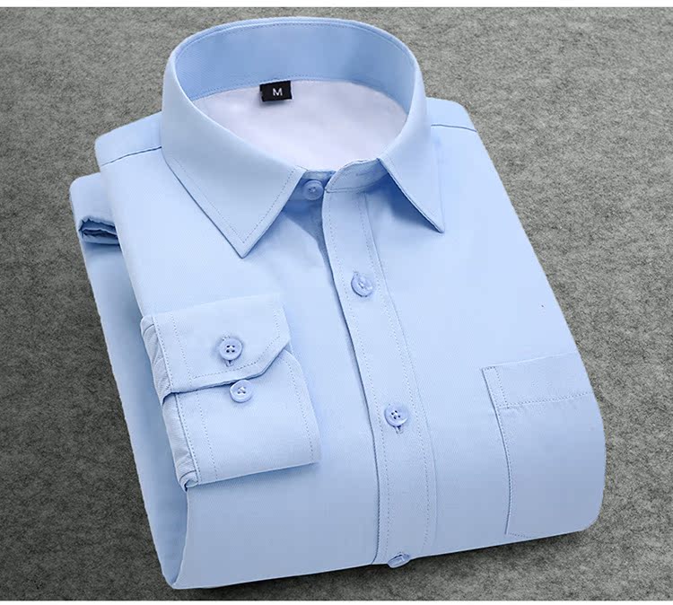 Mùa thu và mùa đông nam cộng với áo nhung dày Slim kinh doanh cotton chuyên nghiệp màu rắn dụng cụ dài tay áo trắng ấm sơ mi hàn quốc