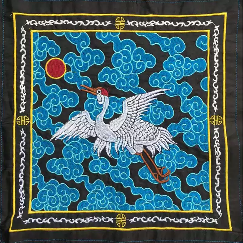 清代一品文官补子仙鹤补服刺绣武官猛兽绣布