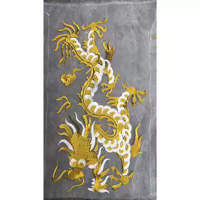 Golden thread embroidery dragon totem transparent eugen yarn dragon dance patchwork embroidery embroidery piece
