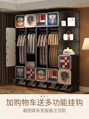 Simple cloth wardrobe storage cabinet combination economic assembly plastic rental large bedroom home fabric hanging wardrobe