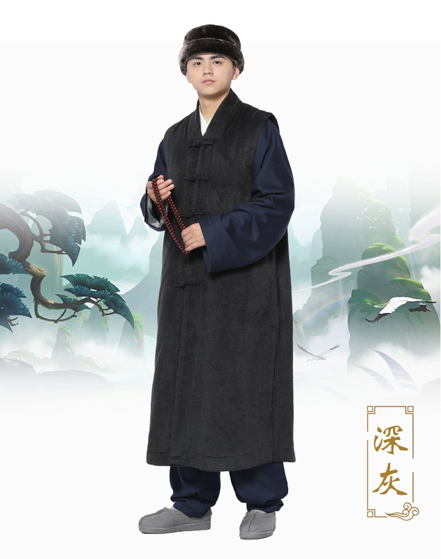 Shang Yuan mùa đông sang trọng gamma dài 褂 dày vest hai mặt vest mùa đông quần áo cotton ấm áp 僧 quần áo 僧 quần áo khoác vest nam