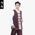 Shang Yuan mùa xuân và mùa hè ramie thoáng khí vest vest màu xanh dương áo đồng phục nhà sư áo khoác nhà sư - Dệt kim Vest Dệt kim Vest