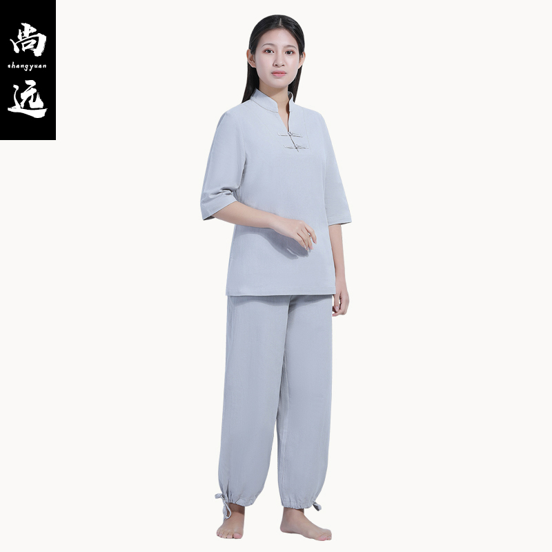 Shang nhân dân tệ như zen đặc biệt loạt bộ yoga phù hợp dài sleevehan váy Thiền ăn mặc phong Trung Quốc zen Tang váy