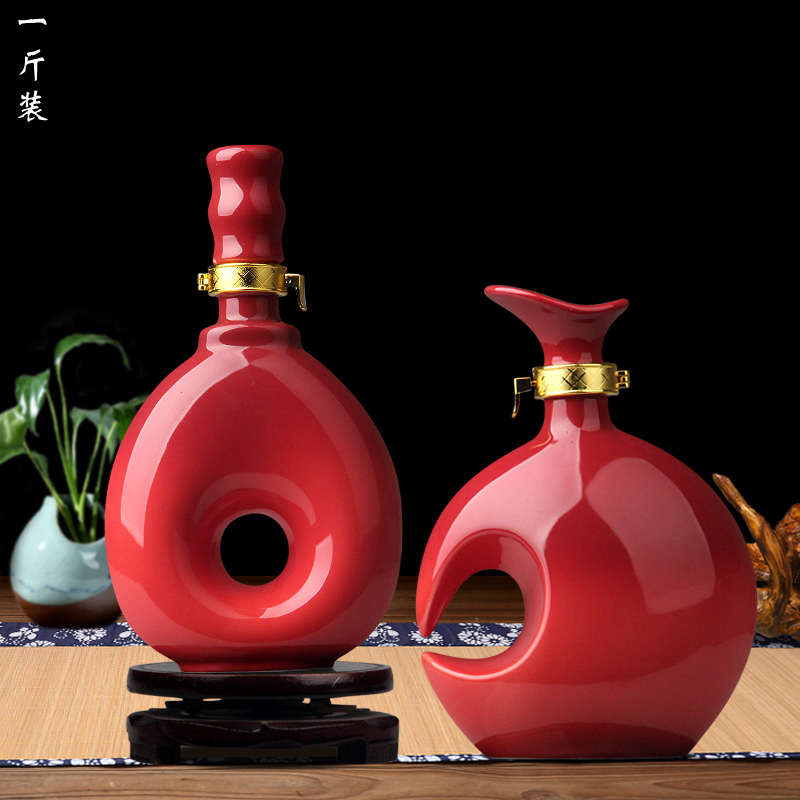 Jingdezhen ceramic bottle wine jar 1 catty outfit a kilo of creative bottle of liquor bottles of decorative furnishing articles