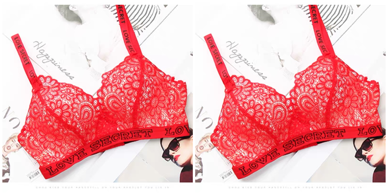 Ren đồ lót 2 mảnh bộ womens áo ngực thu thập được trong quần lót thép miễn sexy hoang mang sữa điều chỉnh vú dày ngực nhỏ.