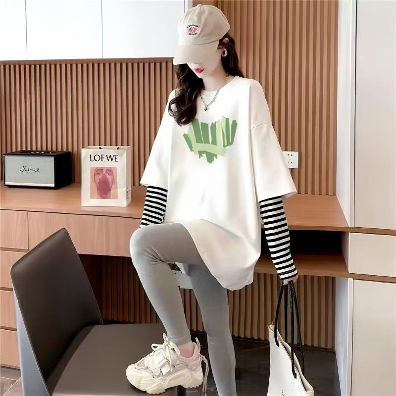 White Fleece-Lined Base Shirt for Women, 2025 New Early Autumn and Winter Stylish Mid-Length Long-Sleeve T-Shirt Top That Covers the Hips