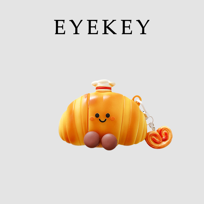 Eyekey Fun and Super Cute Cartoon Chef Croissant Design Silicone Protective Case for AirPods 4, AirPods Pro 3, Third-Generation Earphone Case, Apple 1/2 New Second and Fourth Generation Wireless Bluetooth Stereo