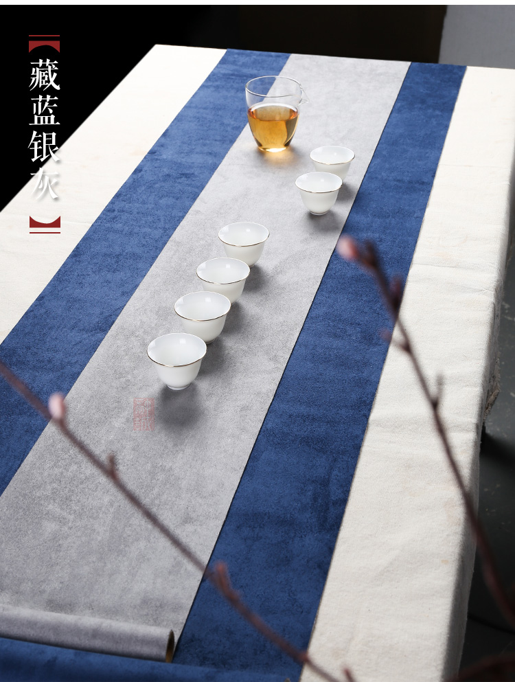 Deerskin flocking zen tea table tea art Chinese waterproof tea tray mat cotton and linen cloth table flag tea bamboo cloth