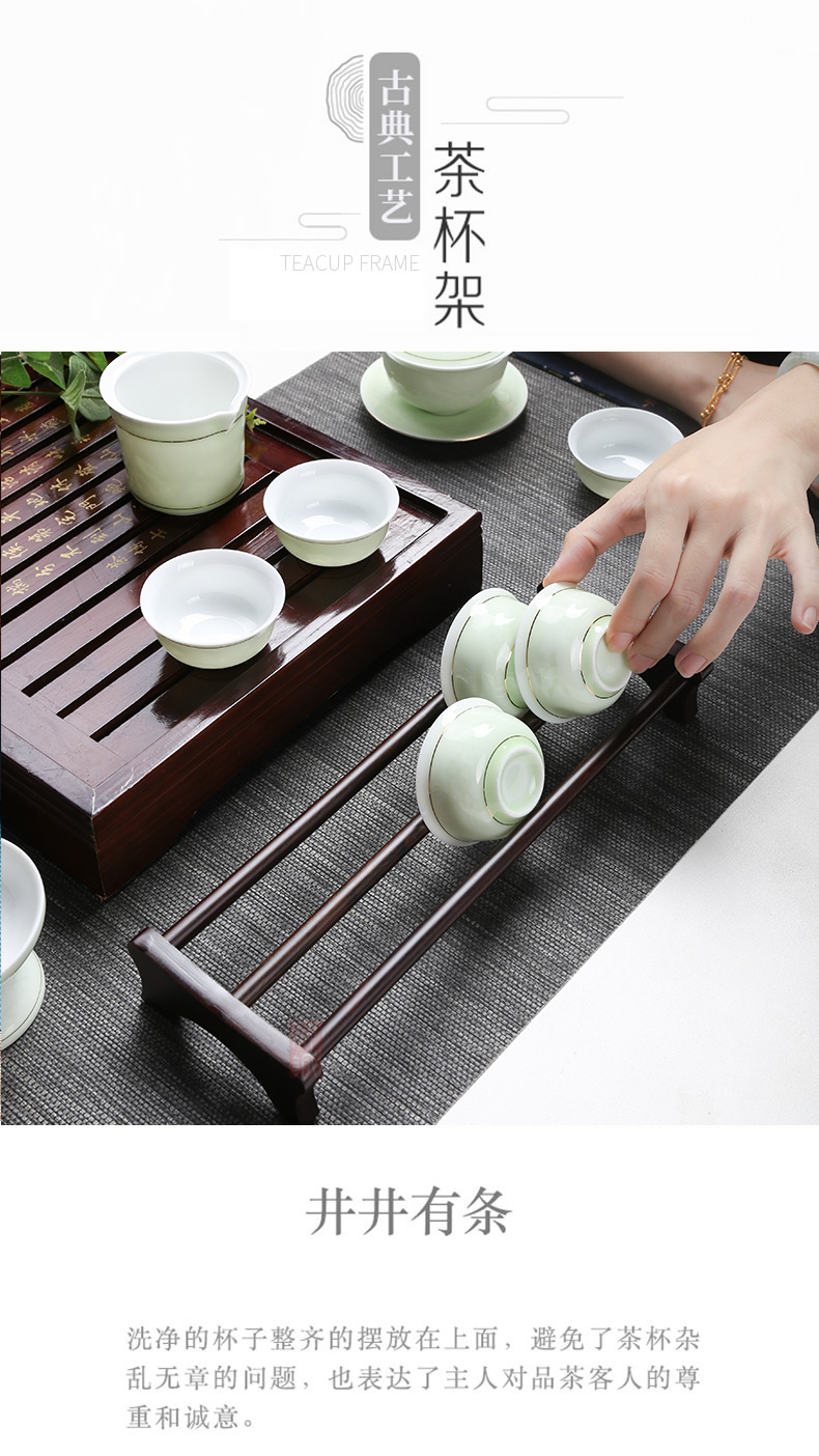 Ebony receive cup rack single solid wood drying shelf crossover vehicle cup tea set waterlogging under caused by excessive rainfall cup tea accessories