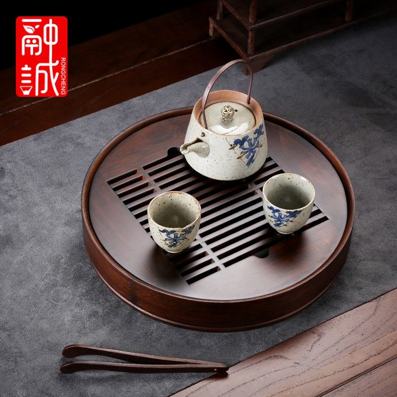 Bamboo tea tray with simple circular tray was kung fu tea set drop dry plate of small reservoir type tea tea table