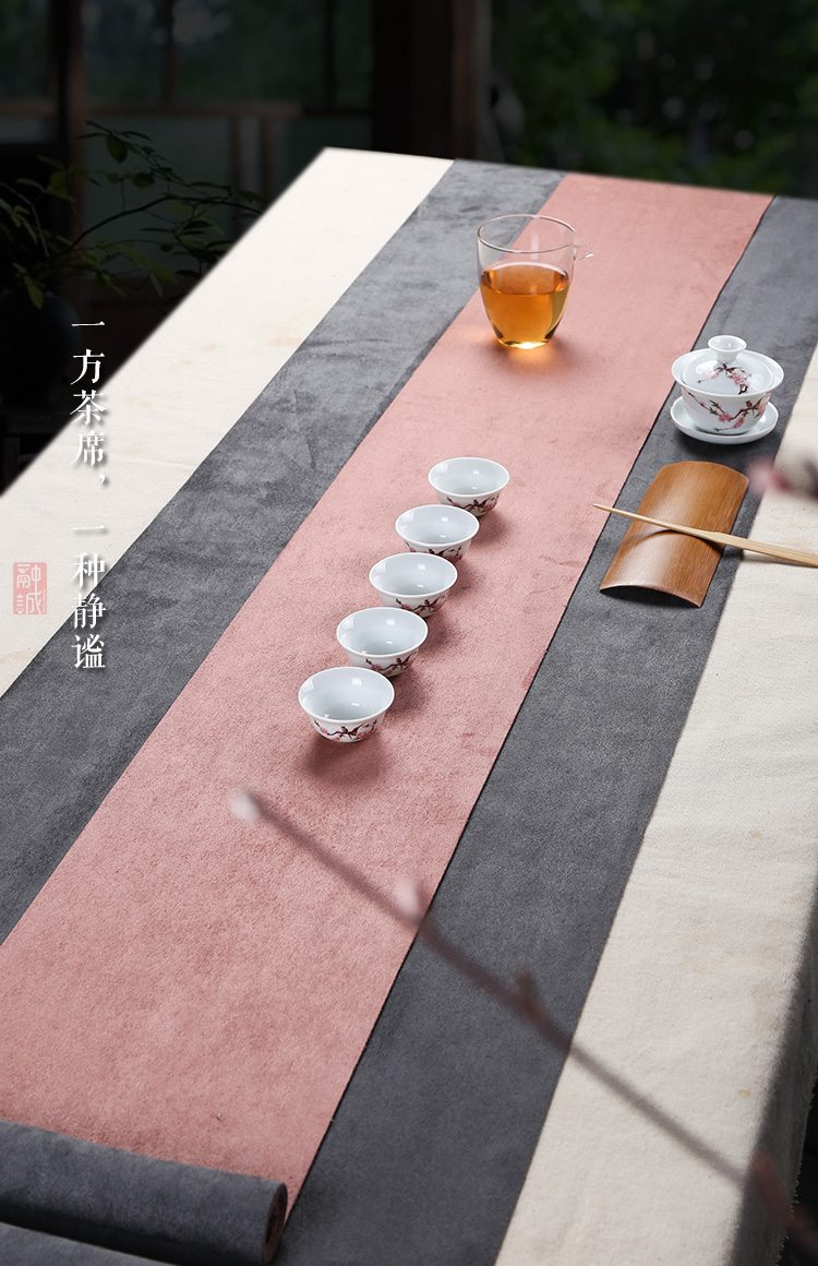 Deerskin flocking zen tea table tea art Chinese waterproof tea tray mat cotton and linen cloth table flag tea bamboo cloth
