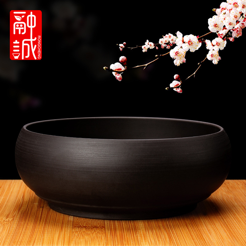 Large purple sand tea wash to kung fu tea accessories for wash washing bowl cups water jar trumpet writing brush washer from black ashtray