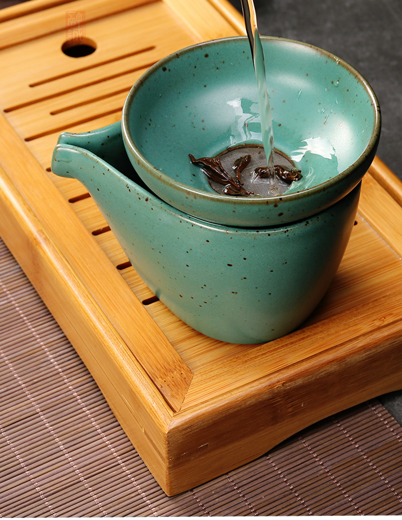 Tea set reasonable ceramic cup Tea ware thickening coarse pottery retro points heat - resistant kung fu Tea Tea accessories GongDaoBei