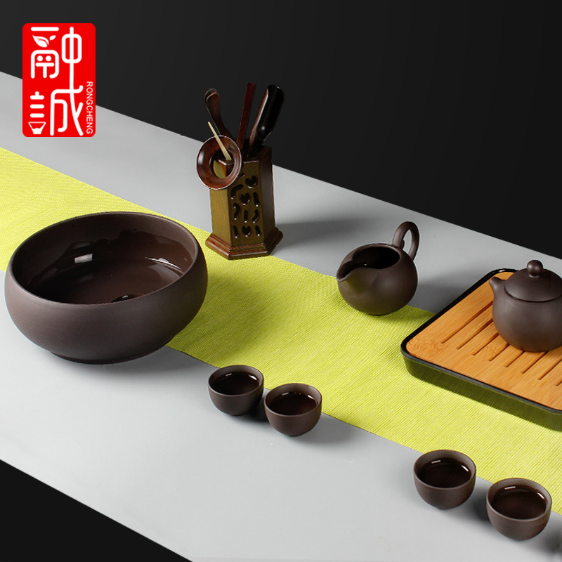 Large purple sand tea wash to kung fu tea accessories for wash washing bowl cups water jar trumpet writing brush washer from black ashtray