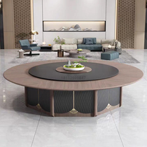 Hotel solid wood electric turntable dining table for 20 people slate large round table box club hotel induction cooker hot pot table and chairs