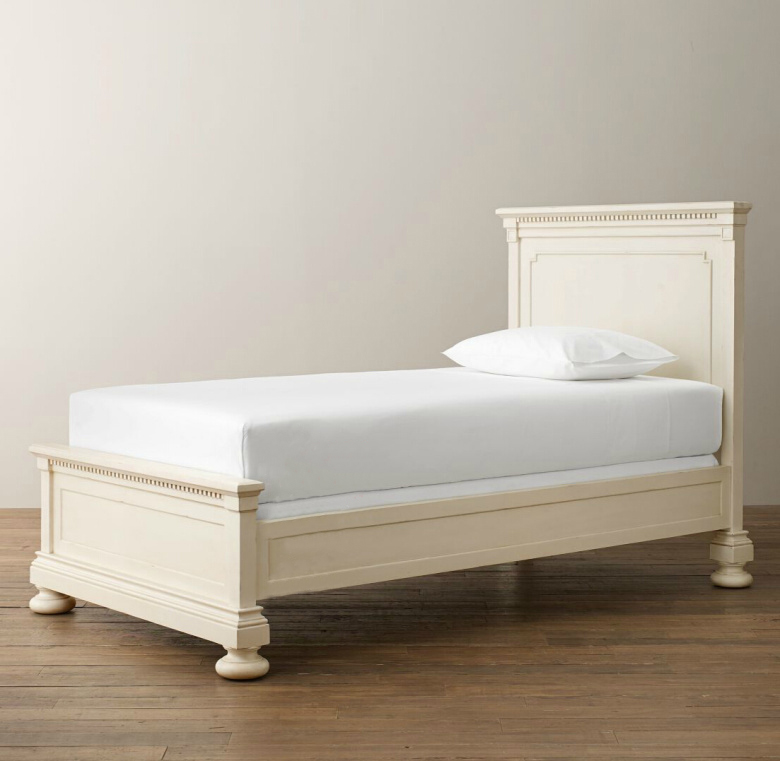 American solid wood children's bed minimalist boy girl 1 2 m single bed French style field garden retro white 1 5 m bed-Taobao