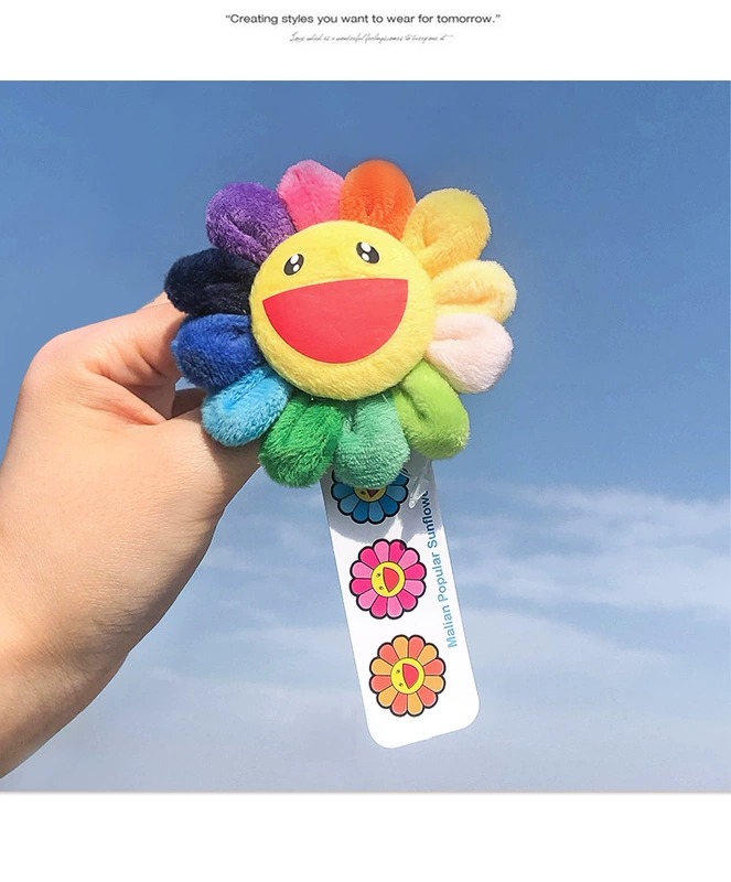 Hua Chenyu cùng mặt cười đầy màu sắc Takashi Murakami mặt trời hoa mặt dây nhỏ pin Nhật Bản phụ kiện trâm cài dễ thương - Trâm cài