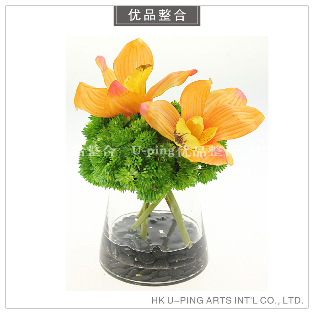 Fine glass vase simulation water fake water flower art model room living room bathroom home simple decoration ornaments H