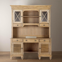 American solid wood desk bookshelf one-piece table One-piece desk cabinet Computer desk Study table Childrens bookcase Oak furniture