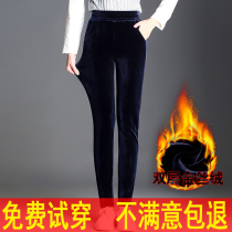 2022 new double-sided suede autumn winter gold velvet beating underpants female outside wearing plus suede thickened light core suede underpants